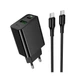 Сетевое зарядное устройство Hoco CS94A Type-C PD20W / USB QC3.0 with cable, Black - изображение 1