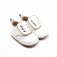 Дитячі кросівки BottiLion Casual Shoes з натуральноі шкіри на липучці , антиковзна підошва, внутрішня устілка 12,5 см ( 1,5-2 роки) , білі з золотистим кантом - изображение 5