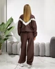 Жіночий костюм з контрастними вставками (кофта+штани) Uaclothes M-L Коричневий (like39305-197421375) - зображення 7