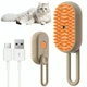 Парова щітка для котів і собак 3в1, від USB, Steamy Brush E-W3317, Помаранчевий - зображення 1