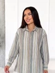Стильна жіноча сорочка oversize з льону у смужку casual INNOE 300055-2, р. 58-60 Світло-сірий - изображение 2