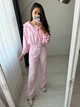 Костюм женский спортивный тройка из велюра с кофтой на молнии, топом и широкими брюками G&M k-132258 46-48 Размер цвет розовый - изображение 1