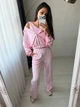 Костюм женский спортивный тройка из велюра с кофтой на молнии, топом и широкими брюками G&M k-132258 46-48 Размер цвет розовый - изображение 2