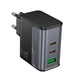 Зарядний пристрій Hoco USB/2xType-C PD 70W Black (CS75A) - зображення 1