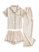 Женская пижама атласная бежевого цвета (набор 3 в 1) XL 0000943 - изображение 1