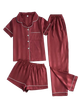 Женская пижама атласная бордового цвета (набор 3 в 1) XL 0000948 - изображение 1
