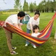 Подвесной гамак для отдыха 200х100 см хлопковый с деревянной планкой двухместный туристический Оранжевый - изображение 4