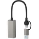 Адаптер USB-C + USB A to RJ45 Ethernet 100Mbps XO (HUB018.black) - зображення 2