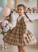 Сукня з довгим рукавом коричнева Mevis 070943 клітинка розмір 110 см - зображення 3
