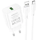 МЗП Borofone BA72A Spring QC3.0 (1USB-A) + кабель USB to Type-C White - зображення 1