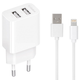 Сетевое зарядное устройство Gelius Simple GP-HC059 2USB/2.4A + кабель Lightning White - изображение 1
