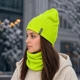 Вязаный комплект шапка и снуд Luxyart унисекс салатовый (KO-128) - изображение 1