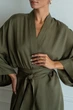 Forli Халат шелковый с хлопком Khaki ONE SL0035-15-04_ONE - изображение 3