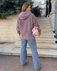 Пальто кофта пушистая удлиненная прямая из альпаки на молнии с капюшоном для полных размер оверсайз 48-56 мокко МС 89450 - изображение 5