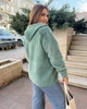 Пальто кофта пушистая удлиненная прямая из альпаки на молнии с капюшоном для полных размер оверсайз 48-56 ментоловый МС 89450 - изображение 3