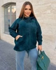 Пальто кофта из альпака рукава барашек на молнии с капюшоном баталл размер единый 50-58 зеленый МС 81005 - изображение 3