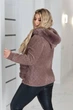 Куртка пальто альпака на молнии с мехом на карманах и капюшоне батальный размер единый 52-58 мокко МС 8931 - изображение 2