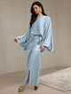 Атласна сукня з рукавами «Кажан» ElborDress, блакитна, one size - зображення 2
