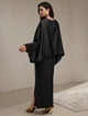 Атласна сукня з рукавами «Кажан» ElborDress, чорна, one size - зображення 4