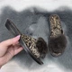 Тапочки женские домашние Белста коричневые с открытым носком и меховым помпоном 38р (25 см) 2460-2 - изображение 6