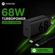 Зарядний пристрій Motorola 68W TurboPower USB-C + кабель Type-C 1 м, швидка зарядка, адаптер живлення для телефона, смартфона та планшета, чорний - изображение 1