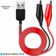 USB кабель з крокодилами 58 см, USB Type-A — затискачі «крокодил» для тестування та живлення - изображение 1