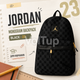Чёрный рюкзак JORDAN Gold Logo Monogram Backpack Black с принтом 23, вместительный городской для работы и поездок - изображение 1