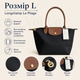 Сумка-тоут Longchamp Le Pliage черная размер L - большая женская с коричневыми ручками для города работы и путешествий - изображение 2