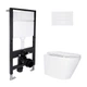 Готовое решение Qtap для ванной комнаты: подвесной унитаз Swan Ultra Quiet 485x360x320 + комплект инсталляции Standard (линейная кнопка White) - изображение 1