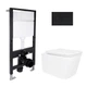 Готовое решение Qtap для ванной комнаты: подвесной унитаз Crow Rimless 485x340x330 + комплект инсталляции Standard (круглая кнопка Black) - изображение 1