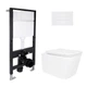 Готовое решение Qtap для ванной комнаты: подвесной унитаз Crow Rimless 485x340x330 + комплект инсталляции Standard (линейная кнопка White) - изображение 1