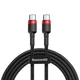 Зарядний кабель Baseus Cafule PD2.0 60W Type-C to Type-C 3A 1m Black/Red (CATKLF-G91) - зображення 1