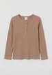 Футболка-лонгслив хлопковая в рубчик для девочки H&M 0883456-16 050 см (0-1 months) Коричневый - изображение 1