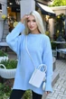 Жіночий светр-туніка оверсайз 6021, блакитний, one size - изображение 5
