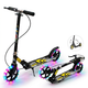Самокат двухколесный складной со светящимися LED колесами 200 мм Scooter City Riding 671-2 Black-Yellow - изображение 5