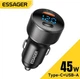 Автомобільний зарядний пристрій ESSAGER ES-CC21 45 Вт (PD3.0 QC3.0 FCP) Type-C + USB PowerDisplay Black (45720) - зображення 1
