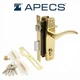 Комплект врізного замка з ручками і серцевиною 5 ключів APECS 1323/60-AL-G золото - изображение 6