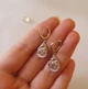 Серьги серебряные круглые капля с розовым кварцем серебряное покрытие - изображение 4