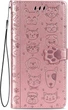 Чехол Embossed Cat and Dog для Xiaomi Redmi Note 15 Pro 5G книжка кожа PU с визитницей розовое золото - изображение 2