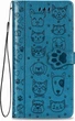 Чехол Embossed Cat and Dog для Xiaomi Redmi Note 15 Pro 5G книжка кожа PU с визитницей голубой - изображение 2
