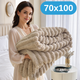Мягкий двусторонний плюшевый меховой плед 70×100 см, 200 г, бежевый KT9001012) - изображение 1