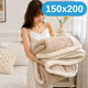 Мягкий двусторонний утолщенный плюшевый меховой плед 150×200 см, 1400 г, бежевый KT9001102 - изображение 1