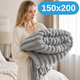 Мягкий двусторонний плюшевый меховой плед 150×200 см, 800 г, серый KT9001024 - изображение 1