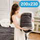 Мягкий двусторонний утолщенный плюшевый меховой плед 200×230 см, 2000 г, темно-серый KT9001203 - изображение 1