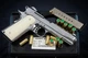 Стартовий пістолет Colt 1911 Kuzey 911#3 + 50 холостих патронів, Shiny Chrome Plating/White Grips, холостий, шумовий 9mm - зображення 1