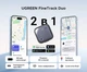 Поисковый трекер UGREEN FineTrack Duo CM916 4 шт. Apple Find My и Google Find Hub iOS 14.5+ и iPadOS 14.5+ Android 9.0+ работа до 1 года 1 трекер в 1 экосистеме одновременно зарядка USB-C Bluetooth Low Energy сине-серый с черным (75646P) - изображение 2