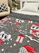 Плед на меху серый 150x210см с новогодними совами - изображение 2