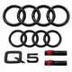 Емблеми набір AUDI (Ауді) Q5 (8R до 2019 285 мм, 202 мм Sline комплект чорний глянець капот багажник - зображення 1
