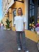 Жіноча бавовняна футболка оверсайз, Молочний One Size (42-48) Oversize - зображення 5
