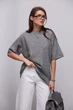 В'язана кофта oversize з коротким рукавом - сірий цвет, ONE SIZE (є розміри) - зображення 5